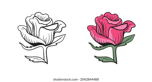 Esbozo de Rosebud a mano. Ilustración vectorial.