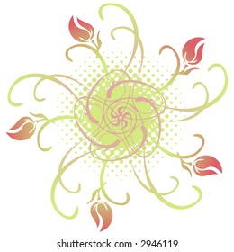 Rosebud swirl design element