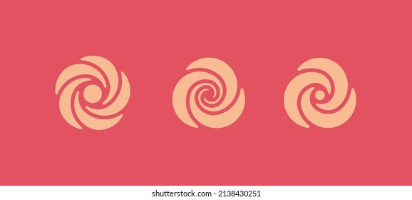 Rosebud symbol. Set of 3 geometric shape. Modern linear design print. Modern abstract linear compositions and graphic design elements.