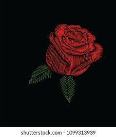 rosebud vector embroidery
