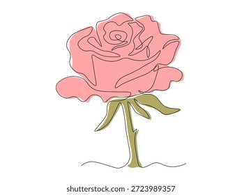 rosebud, broto de rosa, abstrato contínuo uma linha arte mão desenho esboço logotipo no fundo branco