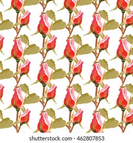 Rosebuds floral pattern Vector. Vintage background for wedding, birthday, Valentine's Day, Mother's Day