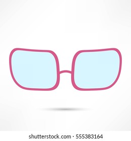 rose-colored glasses for eyes on white background