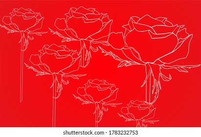 fondos de artes vectoriales de la línea de roseflowers