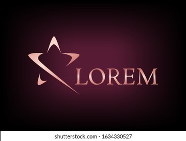 rosegold star vector logo design template, vector illustration
