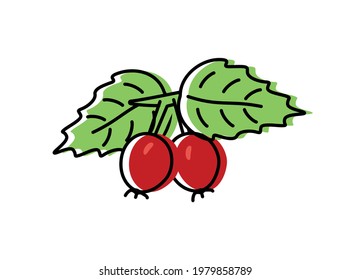 rosehip berries. natural berries. vector illustration in flat style