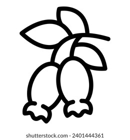 Rosehip-Symbol-Umrandungsvektor. Wilde Beerennahrung. Gartenbeere