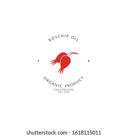 Rosehip oil. Logo template. Vector illustration