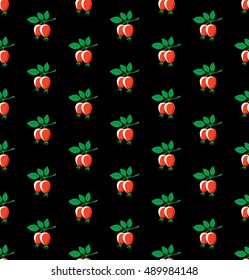 Rosehip seamless pattern. Briar symbols on black background.