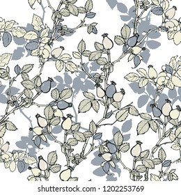 Rosehip seamless pattern for your textile and printing design
