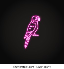 Rosella parrot icon in glowing neon style