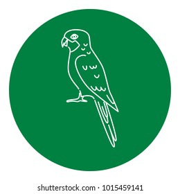 Rosella parrot icon in thin line style. Australian tropical bird symbol in round frame.