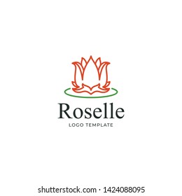 Roselle Flower Simple Logo Template