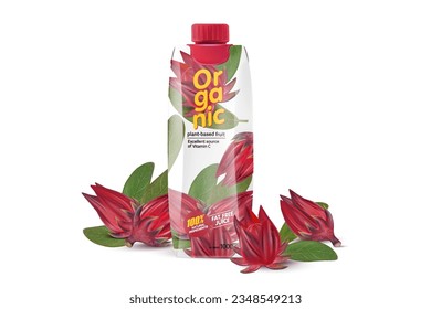 Roselle packaging mock up isolated on white background. 3D realistic vector illustrations. Food concepts.
