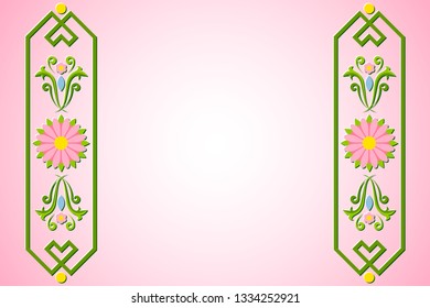 Rosemaling background with floral ornaments in traditional norwegian folk style.