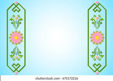 Rosemaling background with floral ornaments in traditional norwegian folk style.