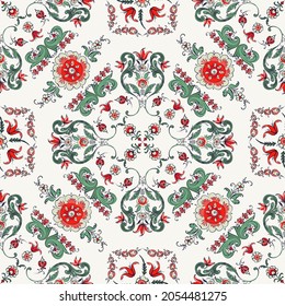 Rosemaling tile, traditional Norwegian decorative pattern. Vector illustration