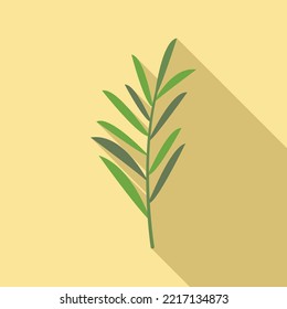 Rosemary branch icon flat vector. Herb plant. Green leaf