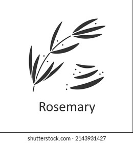 Rosemary glyph icon. Evergreen aromatic shrub for cooking to add flavor. Strong-smelling seasoning. Herbs and spices concept. Filled flat sign. Isolated silhouette vector illustration