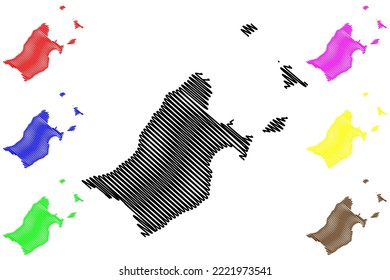 Rosemary island (Western Australia, Commonwealth of Australia, Indian Ocean, Dampier Archipelago) map vector illustration, scribble sketch Rosemary map