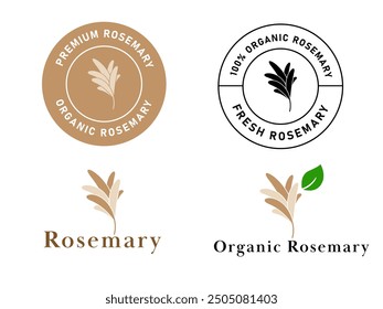 rosemary label ingredient spice food organic condiment fresh herb sticker stamp logo design