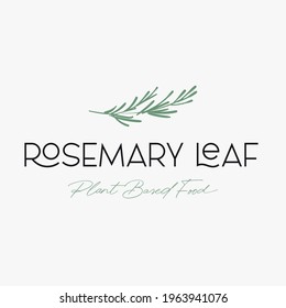 Rosemary Leaf Simple Hand Drawn Logo Design Template