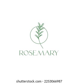 rosemary leaves treatment hair skin beauty and food minimalist line logo design vector icon illustration template