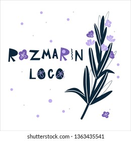 Rosemary logo spicy herbs. Plant for cooking. Delicious, fragrant and spicy rosemary.Plant Scandinavian modern style. Healthy food, ingredients, flavor 