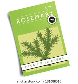 Rosemary Seed Packet EPS 10 Vector, Grouped For Easy Editing. No Open Shapes Or Paths.