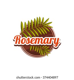 Rosemary Spice. Decorative Vector Illustration Stickers with wooden texture and names of spices