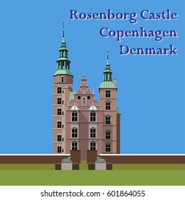 Rosenborg Castle, Copenhagen, Denmark. Vector illustration EPS10