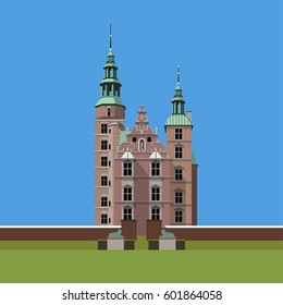 Rosenborg Castle, Copenhagen, Denmark. Vector illustration EPS10