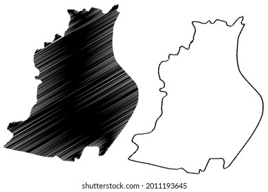 Rosenheim City (Bundesrepublik Deutschland, Stadtbezirk Oberbayern, Freistaat Bayern), Vektorgrafik, Skizze Rosenheim Karte