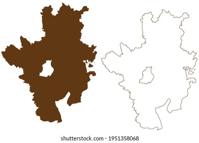 Rosenheim district (Federal Republic of Germany, rural district Upper Bavaria, Free State of Bavaria) map vector illustration, scribble sketch Rosenheim map