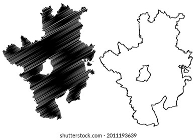 Rosenheim Bezirk (Bundesrepublik Deutschland, Landbezirk Oberbavaria, Freistaat Bayern), Vektorgrafik, Skizze Rosenheim Karte