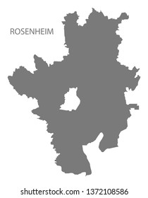 Rosenheim grey county map of Bavaria Germany
