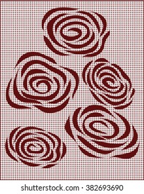 Roses art and background red