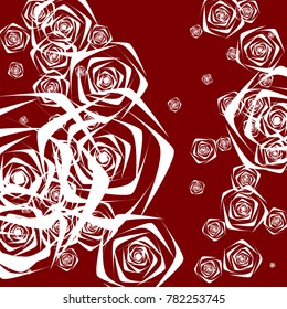 Roses Background Vector. Flowers. Beautiful Background of White Roses. Vector illustration. Placer of Flowers. Roses Background Vector for Textile, Tile, Paper, Card. Banner. Abstraction with Flowers.