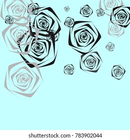 Roses Background Vector. Flowers. Beautiful Background of Roses. Vector illustration. Placer of Flowers. Roses Background Vector for Textile, Tile, Paper, Card. Banner. Abstraction with Flowers.