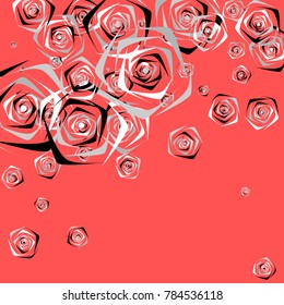 Roses Background Vector. Flowers. Beautiful Background of White Roses. Vector illustration. Placer of Flowers. Roses Background Vector for Textile, Tile, Paper, Card. Banner. Abstraction with Flowers.