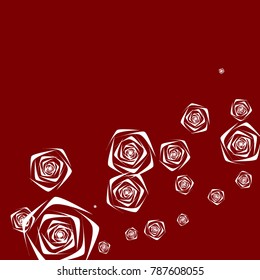 Roses Background Vector. Flowers. Beautiful Background of White Roses. Vector illustration. Placer of Flowers. Roses Background Vector for Textile, Tile, Paper, Card. Banner. Abstraction with Flowers.