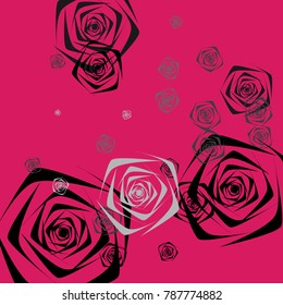 Roses Background Vector. Flowers. Beautiful Background of Roses. Vector illustration. Placer of Flowers. Roses Background Vector for Textile, Tile, Paper, Card. Banner. Abstraction with Flowers.