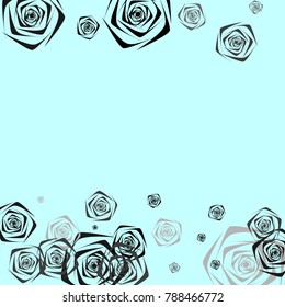 Roses Background Vector. Flowers. Beautiful Background of Roses. Vector illustration. Placer of Flowers. Roses Background Vector for Textile, Tile, Paper, Card. Banner. Abstraction with Flowers.