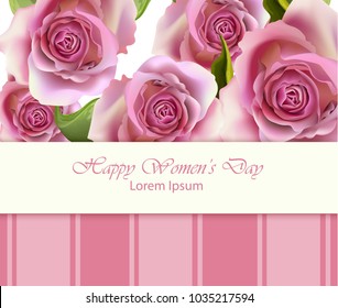 Rosas Hermosa tarjeta o invitación Vector ilustración realista