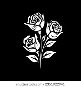 Roses - Black and White Isolated Icon - Vector illustration