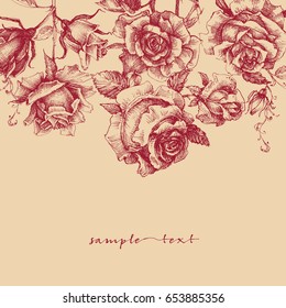 Roses border retro style