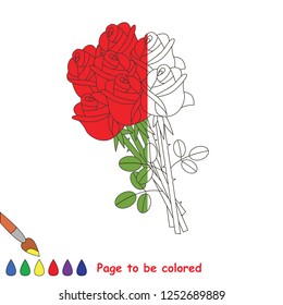 Roses Bouquet fragments to be colored, the coloring book for preschool kids with easy educational gaming level.