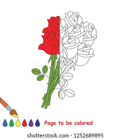 Roses Bouquet fragments to be colored, the coloring book for preschool kids with easy educational gaming level.