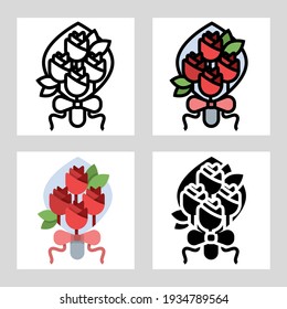 roses bouquet icon vector design in filled, thin line, outline and flat style.