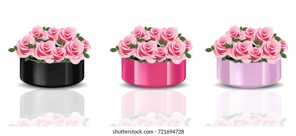 Roses bouquet on white background Vector illustration decor